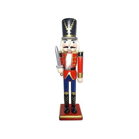 Wooden Christmas Nutcracker Soldier 30cm Tall, Nutcracker Christmas Decorations, Nutcracker Ornaments for Desktop Shelves Tables, Traditional Xmas Décor as Gifts (Sword) Cover
