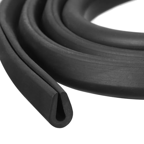 uxcell U Channel Edge Trim, 3.3ft Length Rubber Guard Seal Strip Edge Protector Round Type Fit for 2.5-3mm Edge, (9/32" W x 25/64" H) Black