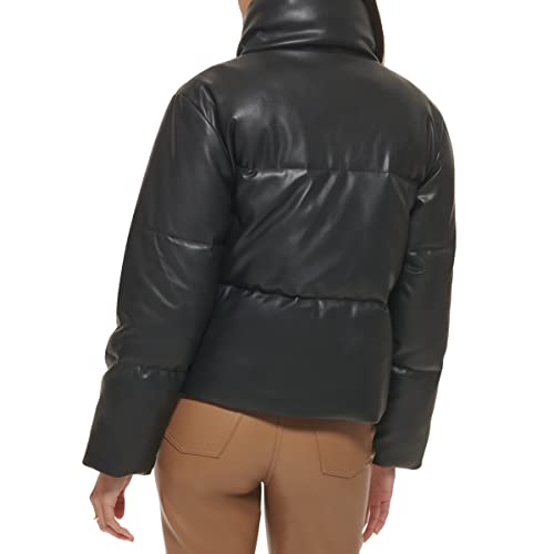 Levi's Women's Vegan Leather Quilted Shorty Puffer, Black, Large #TOP1