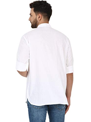 Image of AMAZON BRAND - ANARVA Men's Pure Cotton Solid Kurta Long Sleeves Band Collar Casual Shirt