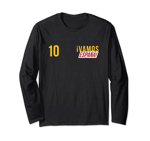 Spain Flag Long Sleeve T-Shirt, Black