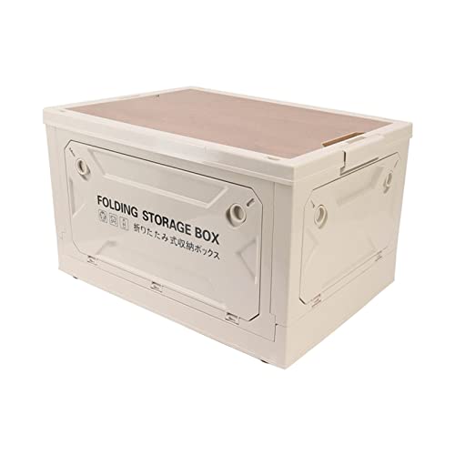 Tbest Caja de Almacenamiento Plegable con Tapa de Madera, Campamento de 50 litros con Ruedas, Fácil y Adecuado para Juguetes de Almacenamiento (#1)