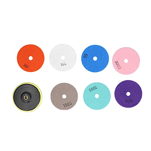 7PCS - QUI Polishing Grade Wet Dry Kit | Grit 4in 50 - 3000 pour granit / marbre / carrelage | Vernis rapide avec tampon avec titre | Longue - Construction composite durable