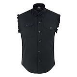 Daniel Smart Cotton Denim Sleeveless Frayed Design Button Down Shirts for Men - Cut Off Denim Shirt with Chest Pockets Black