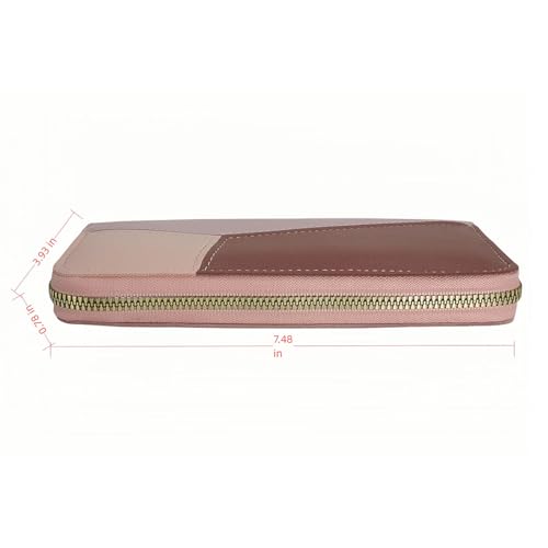 Women's long wallet, ultra-thin and lightweight wallet, long zipper design, three color multi card slot, 7.48 × 3.93 inches, pink4