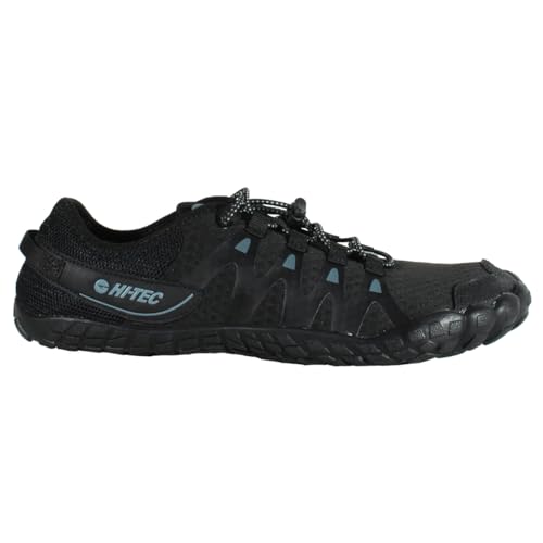 HI TEC   Zapatillas Barefoot Hombre Abyss | Deportivas Barefoot Hombre Montaña, Senderismo | Calzado Respetuoso, Cómodo, Minimalista | Ligero, Transpirable y Flexible | Black/Grey, 45