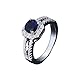 Emsione 925 Sterling Silver Plated Created Amethyst Halo Womens Ring