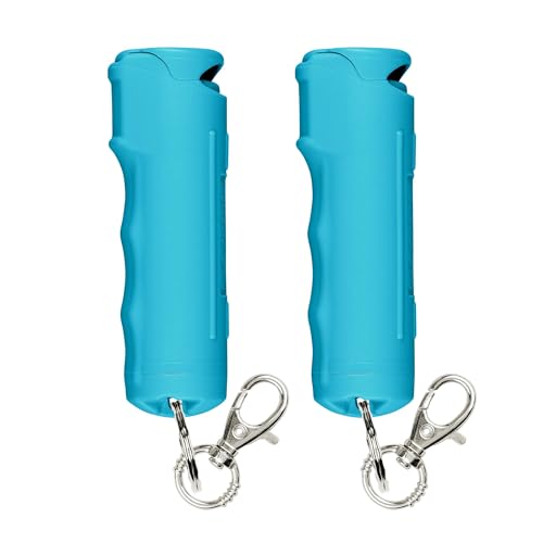 Image of SABRE Pepper Spray with Fast Flip Top Safety & Snap‑Clip Keychain for Self Defense - Maximum Police Strength OC with UV Marking Dye, Finger Grip, 10‑Sec. Spray, 14-ft Range, Made in USA, 0.54 fl oz