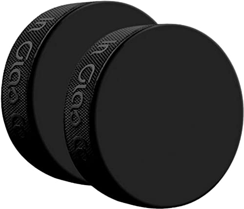 Inglasco (2) Black 6oz Practice Ice Hockey Pucks Official Size & Weight (2-Pack)