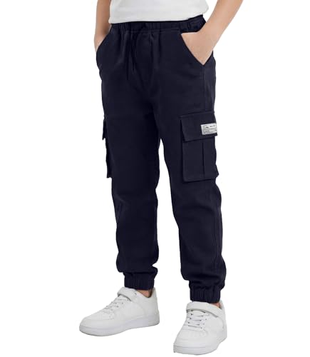 Image of TLAENSON Boys Cargo Joggers Pants Elastic Waist Casual Jogging Trousers Bottom for Kids 6-16 Years