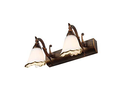 T-TWJQ Vintage forjado espejo de los faros lámpara de pared pasillo pasillo cama lámpara de pared luz de la puerta iluminación, bronce, 30 cm