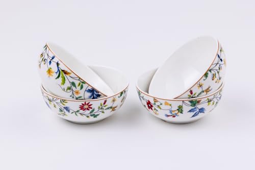 Image of GOLDEN QUEEN'S Bowl Set of 6 | Perfect for Rice, Dal, Curry, Snacks & More | Microwave Safe | 4 Inch Wide - Summer Floral Bowls