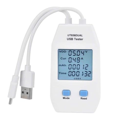 Agatige USB Tester,USB Detector,UNi T LCD USB Tester Detector Voltmeter Ammeter Charger Meter Voltage and Current Meter Digital Power Capacity Tester (UT658 Dual)