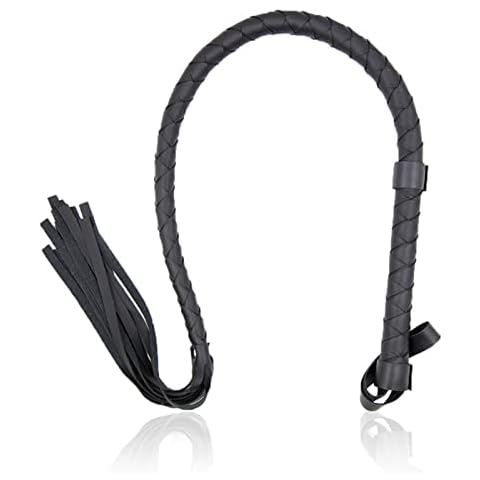 AMIJOUX 33.5" Horse Whip Equestrian Riding Crop Outdoor Sports Whips Durable Black English Faux Leather Paddle for Horses Equestrianism Training Tool Cover