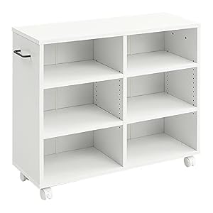 [山善] 収納ラック キャスター付き 押入れ収納 クローゼット収納 本棚 コミック収納 幅26×奥行78×高さ65cm 棚板取り外し可能 組立品 ホワイト ECSR-7526R(MWH)