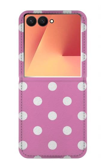 Étui Samsung Galaxy Z Flip 7 à pois roses en cuir avec clapet