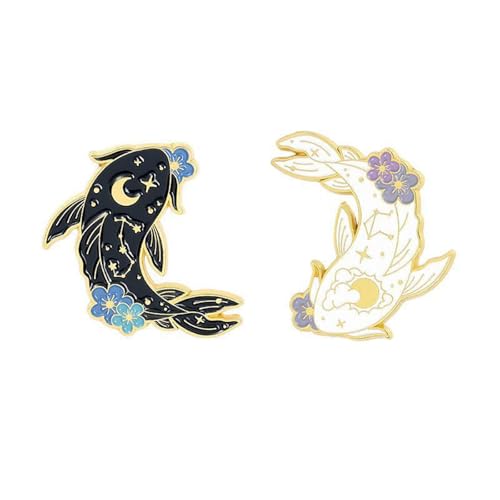 Image of 2Pcs coadipress Lovely Fish Brooch Enamel Lapel Brooches Pin Set Cute Cartoon Koi Fish Pins for DIY Backpacks Clothes Bags Jackets Hat Jewelry Accessories Gift