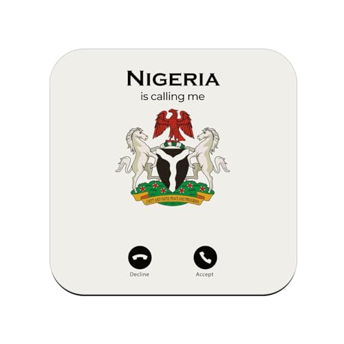 sous Verre en Bois - Nigeria is Callling Me Coat of Arms History - 1 unité (95 x 95 mm)