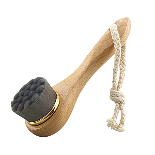 TOGEVAL Cepillo Facial de Limpieza Manual con Cerdas de Superfina para Limpieza Profunda de Mango de Madera de Haya para Tipo de Aceite Suciedad y Maquillaje Color Color Aleatorio