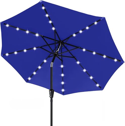 Image of ABCCANOPY 10FT Durable Solar Led Patio Umbrellas with 32LED Lights (Blue)