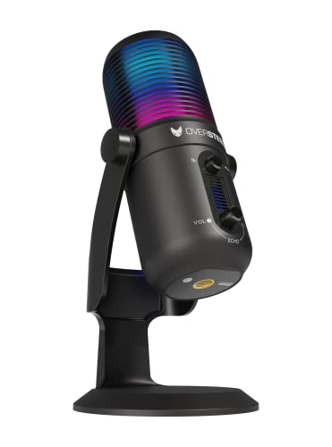 Oversteel - Elinvar mikrofon do gier USB, kardioidalny i wielokierunkowy z ramieniem i stojakiem, podświetlenie RGB, Plug & Play, kompatybilny z PC, XBOX Series, PS4, PS5 i Mac, czarny