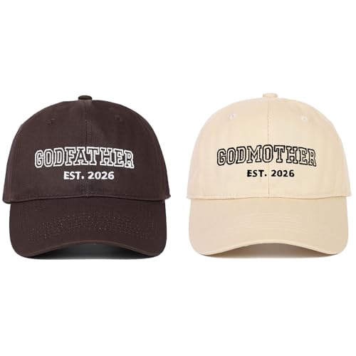 FUIPET Godparents Proposal Gift for Godfather and Godmother Adjustable Embroidered Godfather & Godmother Hat 2026 for Birthday Gifts