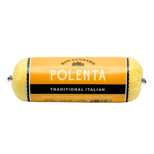 Traditional Italian Polenta Tube by San Gennaro | Gluten Free Cornmeal | Made from Yellow Corn Non-GMO Ingredients for Authentic Flavor | Ready for Quick Heat-and-Serve Meals, 24 ounce