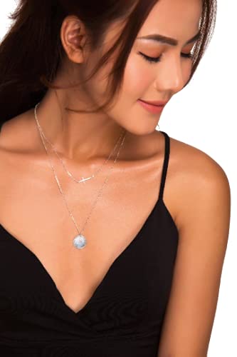 Sideways Cross Necklace, Silver Layered 