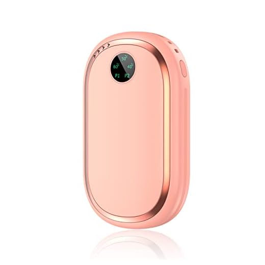 Hand Warmers Rechargeable, 10000 mAh Electric Hand Warmer, Double-Sided Fast Heating,3 in 1 Reusable Electric Handwarmer & Power Bank with Digital Display & Sunset Light(Pink)