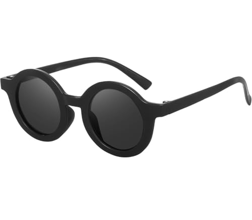 Image of BABY RC BLACK,Round Sunglasses, Black Frame, Retro Style, Tinted Lenses, Unisex Eyewear