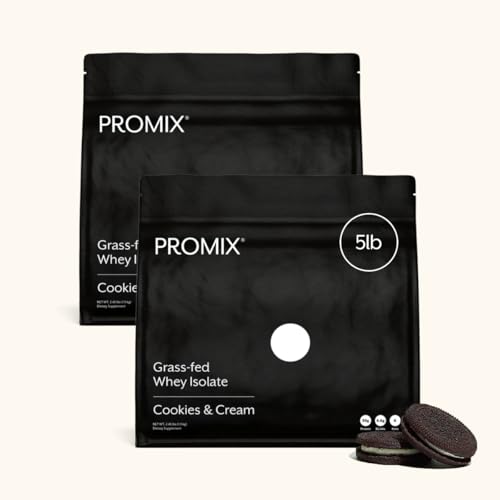 Image of ProMix Nutrition Whey Protein Isolate Powder, 31g Grass Fed Whey Isolate, 6.6g BCAAs, Gluten Free, Keto Friendly, Cookies & Cream, 5lb
