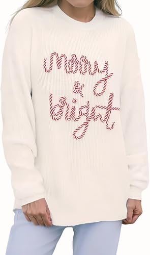 KevaMolly Womens Christmas Chenille Graphic Long Sleeve Sweaters ...