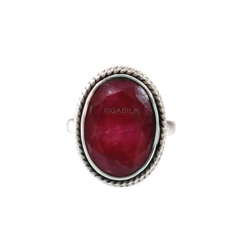 Ruby Corundum Ring, Natural Ruby Corundum Ring, July Birthstone, 925 Sterling Silver, Bohemian, Handmade, Statement Jewelry, Christmas, Womens Ring, Wedding Gift, Natural Gemstone Ring, Q-26 #TOP1