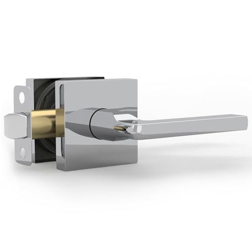 Image of Mega Handles Prime Passage Lever Door Handle for Closet or French Doors, Single Side Door Levers, Fits All Standard Door Sizes, Covered Screws Included - Polished Chrome (1 Pack) 5 inch