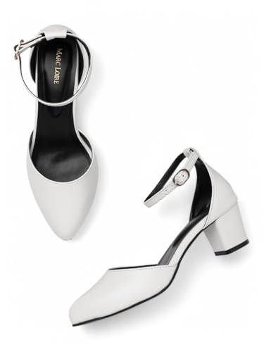 Image of Marc Loire Women's Pointed Toe Block Heel Fashion Sandals with Buckled Ankle Strap