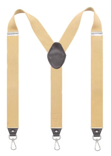 Image of Mens Suspenders with 3 Swivel Hooks Belt Loops 1.4 Inch Wide Heavy Duty Adjustable Braces
