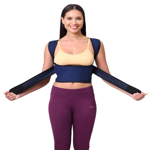 Image of ZEDAN Neoprene Posture Corrector Belt For Men & Women | Spine & Body Posture Correction | Helps in Back Pain, Back Straight & Shoulder Support | Upper & Lower Back Pain Relief | Universal Size - Blue
