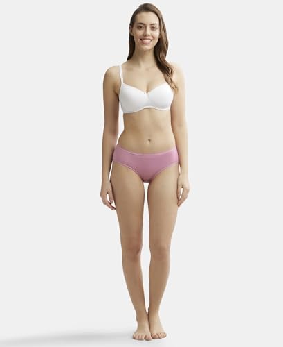Image of Jockey 1807 Women's High Coverage Micro Modal Elastane Stretch Mid Waist Hipster with Ultrasoft Exposed Waistband
