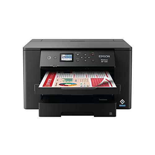 Epson Workforce Pro WF-7310 Wireless Wide-Format Printer with Print up to 13' x 19' Auto Double-Sided Printing max 11' x 17', 500-sheet Capacity, 2.4' Color Display, Smart Panel App - Black