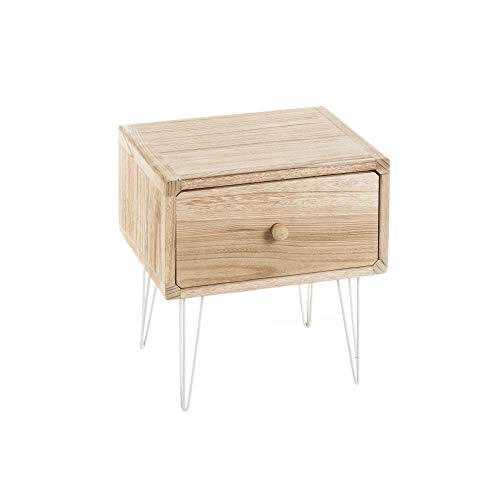 Mesilla de Noche de Madera con 1 cajón Beige nórdica para Dormitorio Factory - LOLAhome