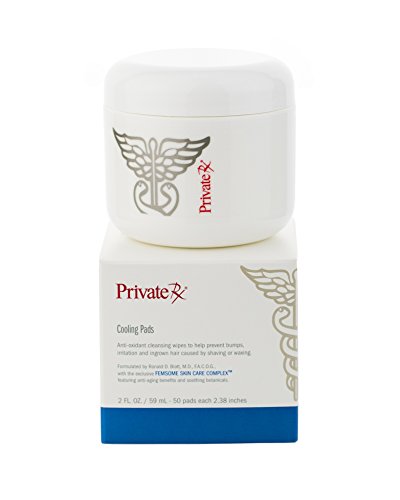 PrivateRx Cooling Pads- Super Moisturizing & Cleansing Shaving & Waxing Aftercare Helps Prevent Ingrown Hair and Razor Burn - All Natural Intimate Skin Care - Hormone & Paraben Free - 50 Soft Pads