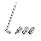 Vexorlian 75 Ohm FM DAB Radio Antenna 7-Section Telescopic Aerial Indoor Antenna with F-Type Connector & 3 Adapters for Stereo AV Receiver