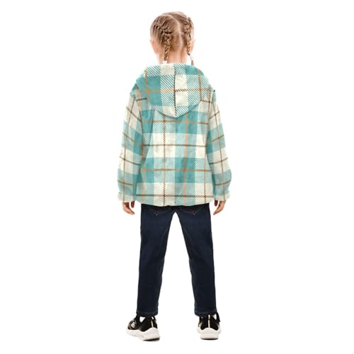GuoChe Buffalo Plaid Fashion Teal Boys Sherpa Jacket4