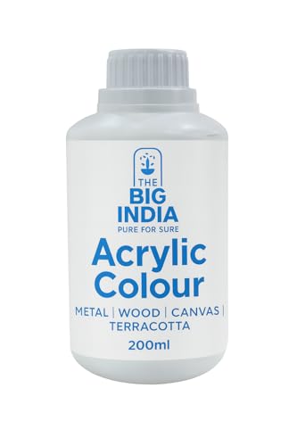Image of Acrylic Colour white 200ml | Multi-Surface Paint for Metal, Wood, Canvas & Terracotta | Rich Pigment | Smooth Finish | Pure for Sure
