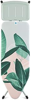Brabantia - Ironing Board C - Extra Large Steam Iron Rest - Adjustable in Height - Non-Slip Rubber Feet - Cotton Cover with Foam Layer - Foldable XL Unit - Tropical Leaves - 124x45 cm