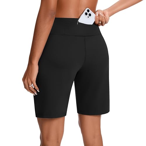 Womens Bermuda Shorts for Women with Zipper Pocket Womens High Waisted Long Shorts for Running Workout Athletic2