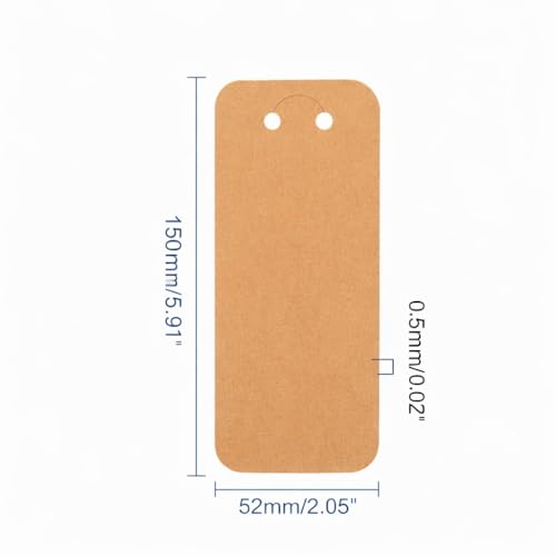 Image of Festiko Kraft Keychain & Jewellery Display Cards 350 GSM Thick (5.9 x 2 Inch) with Hanging Hole | Necklace, Earrings, Keyring Packaging Cards for Small Business (Brown, Pack of 100)