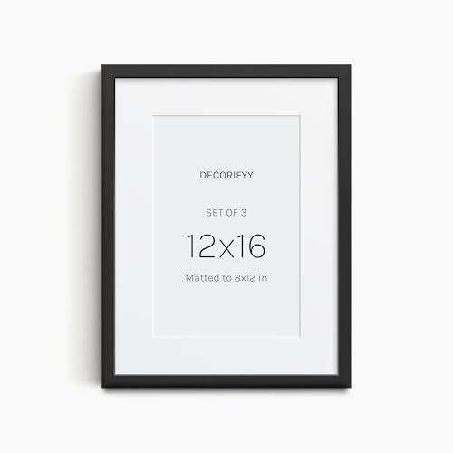 Image of 12x16 Photo Frame for wall (Set of 3) | Fits A4 Size Photo with Mat or 12x16 inch Without Mat | Black | Certificate & Gallery Wall Frames