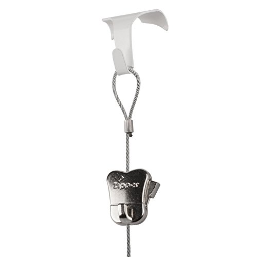 Image of STAS Steel Cable with Loop 150cm /59inch, with Moulding Hook White and STAS Zipper (White)
