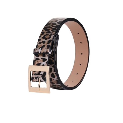 WENH Schicker Vintage-Gürtel mit Leopardenmuster – weiches PU-Leder, klassisches Design, verstellbare Schnalle, lässiges Jeanshosen-Accessoire(120cm)